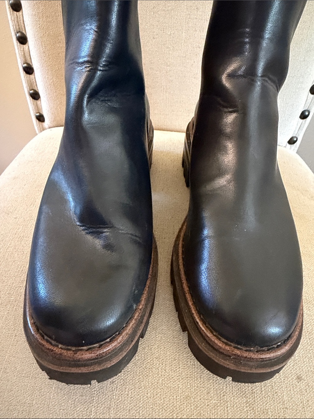Korks Women’s Platform Lug-Soled Back Zip Faux Leather Boots Black Size 9 - Picture 10 of 12